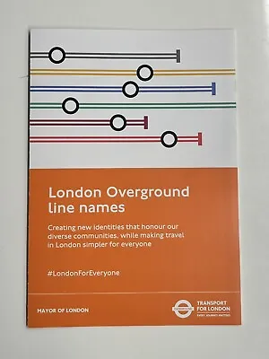 TFL London Overground Line Names - A5 Size Fold Out Leaflet / Flyer - UK • £1.99