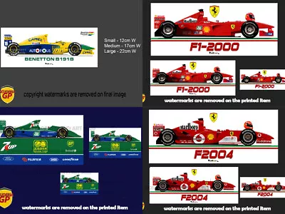 X2 Michael Schumacher F1 Car Stickers Vinyl Ferrari Benetton Jordan • £16.49