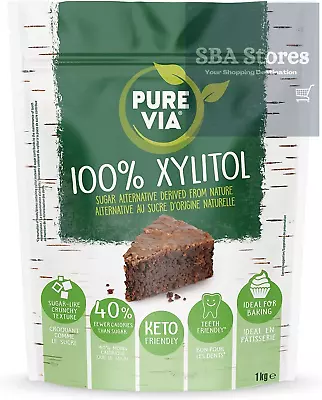 Pure Via 100% Xylitol Non-GMO Certified -1kg Bag Plant Based Sugar Vegan & • £13.17
