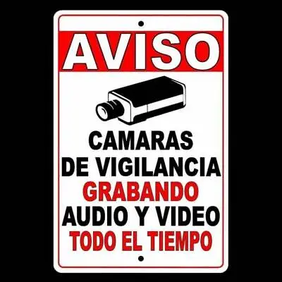 Spanish Security CCTV Warning Audio Video Surveillance Camera Sign / Decal  • $12.47