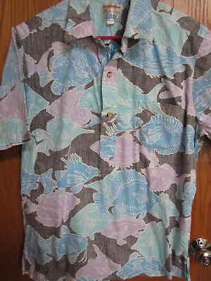 Vintage Kahala By HRH Hawaii Shirt Inside Out Reverse Fabric Fish Large • $42.15