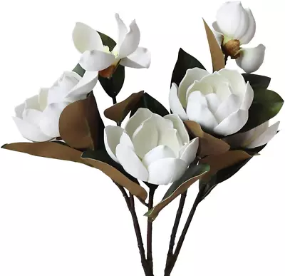 Vintage Artificial Magnolia Flower White 6 HeadsLong Stem Magnolia • $44.99