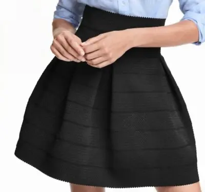 H&M Women's Size S 26  Waist High Waist Pleated Skirt Thick Fabric Black • $13