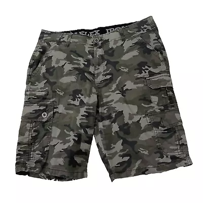 IRON FLEX Mens Cargo Shorts Mens 34 Green Army Camo Forest MilitaryPocketHike 34 • $14.62