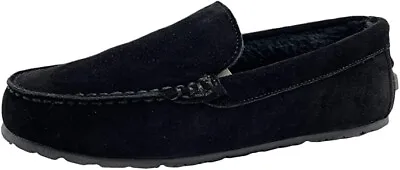Clarks Mens Suede Moccasin Slippers Warm Cozy Indoor Outdoor Plush Faux Fur • $24.95