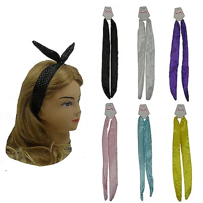 Rabbit Ear Wire Headband Hairband For Women Girls W/ Gold Dots [Sweety]  • $6.49