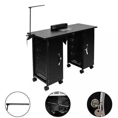 Manicure Nail Table Station Steel Frame Beauty Salon Spa Desk Drawer LED Lamp • $204.99