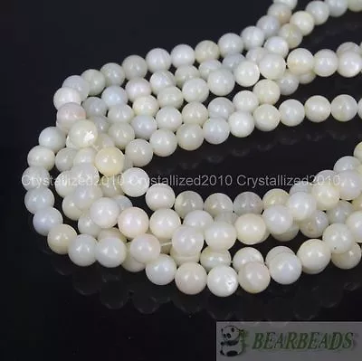 Natural White Mother Of Pearl MOP Shell Round Beads 4mm 6mm 8mm 10m 12mm 16  • $12.48