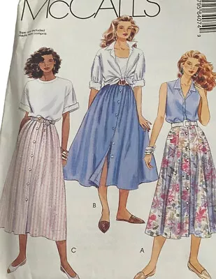 McCalls 6407 Sewing Pattern Front Button Skirt Plus D 14 16 18 Midi Maxi Vtg 90s • $12.99