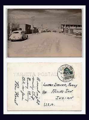 Mexico Sonora Agua Prieta Pan American Ave Real Photo 1949 Rising Sun Indiana. • $14.99