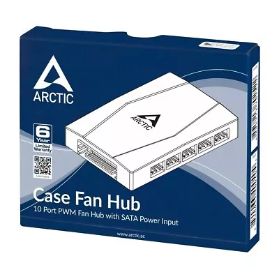 ARCTIC Case Fan Hub 10 Port 3-Pin & 4-Pin PWM Fans SATA Powered Magnetic Mount • £6.49