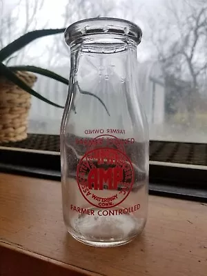 TRPHP Red Half Pint Pyro Milk Bottle AMP Waterbury Connecticut • $9.99