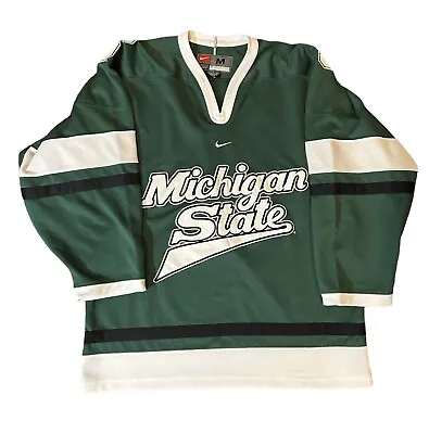 Michigan State Spartans Hockey Team Center Swoosh Nike Jersey Medium Home Green • $74.99