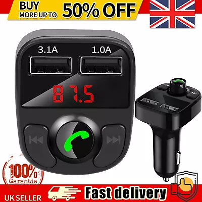 Car Wireless Bluetooth FM Transmitter MP3 Player USB Car Charger Adapter UK • £9.19