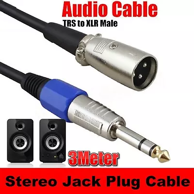 Balanced Male XLR To TRS 1/4  6.35mm Microphone Stereo Jack Cable Lead AU • $14.99