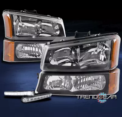 For 03-06 Chevy Silverado Replacement Black Headlight+bumper Lamp+drl Led Signal • $102.95