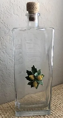Vintage Limoncello Capri Decanter Bottle Heavy Glass W/ Ceramic Lemons 10” EXCT • $11
