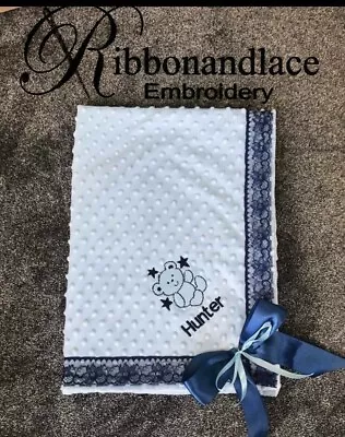 Baby Blanket Embroidered Gift Personalised Baby Gift Pram Cot Dimple Blanket • $30.49