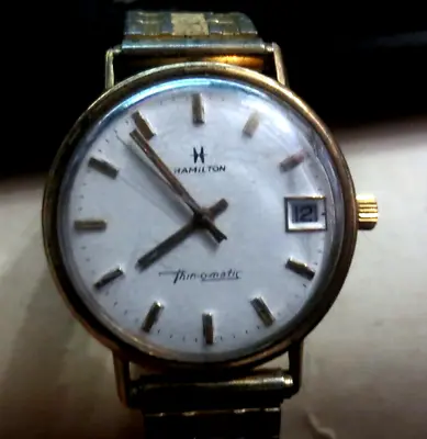 Vintage 10K Gold Plated Hamilton Thin-o-matic Automatic Date Watch Working • $149.99