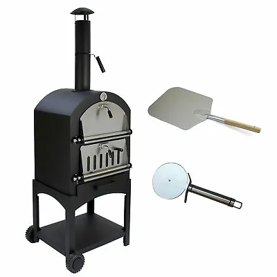 Outdoor Pizza Oven Garden Chimney Charcoal BBQ Smoker Grill Freestanding 2 Tier • £174.99