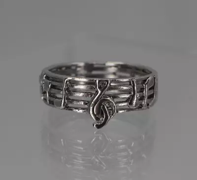 Classic Sterling Silver 925 Music Note Ring Size 8 • $2.25