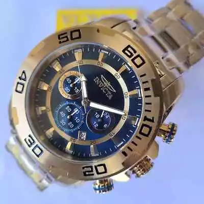 Invicta Men's Pro Diver SCUBA 50mm Blue Chronograph Gold Stainless Steel Watch • $93.99