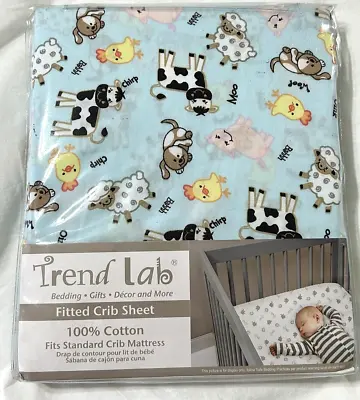 Trend Lab Farm Animals Fitted Crib Sheet Nursery Bedding New • $12.99