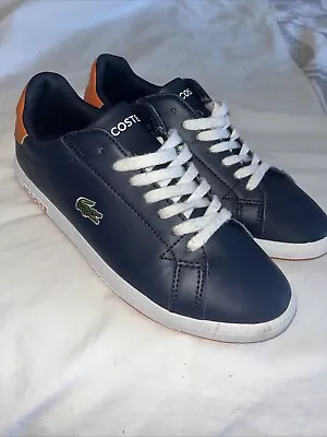 Lacoste Boys Graduate Trainers Navy/Orange Size 3 Junior • £7.50