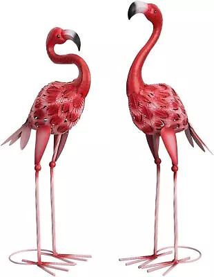 2 Piece Flamingo Garden Statue Set Flamingo Sculpture Statue Decoration Ornament • £45.95