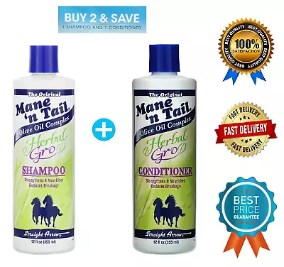 Mane 'n Tail Herbal Gro- Shampoo & Conditioner Reduces Breakage 12 Fl Oz • $26.99