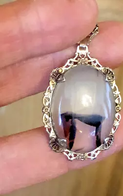 Vintage Pendant - Picture Agate In Delicate Decorated STERLING Frame-no Chain • $24.99