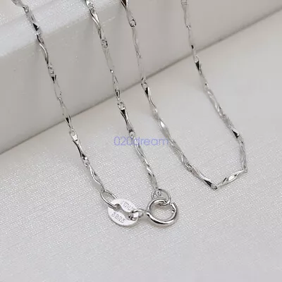 Solid 925 Sterling Silver Chain Women Italian 0.8mm Necklace Wedding For Pendant • $10.44