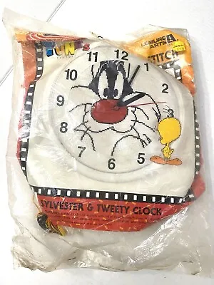 $28.50 • Buy 1997 Looney Tunes Sylvester Cat & Tweety Bird Clock Cross Stitch Kit NEW NOS