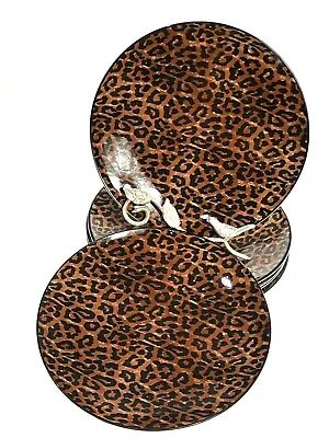 $34.95 • Buy Dinner Plates Set Of 8 Piece Lovely Leopard Print Scratch And Dent Clearance