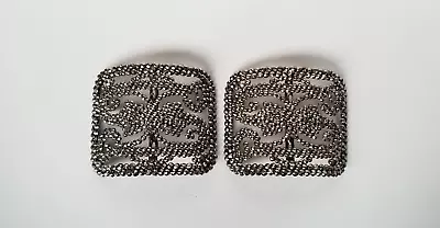 Pair Of Antique/Vintage MADE IN FRANCE Cut Steel Shoe Buckle Clips • $30