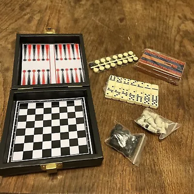 Travel Game Compendium. New Cribbage Chess Draughts Backgammon Dominoes • £5.74