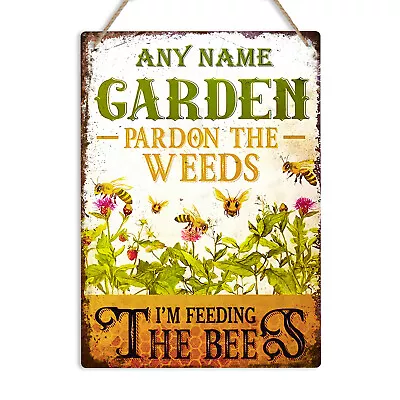 Pardon The Weeds Personalised Garden Sign Metal Wall Plaque Any Name Shed Decor • £6.49
