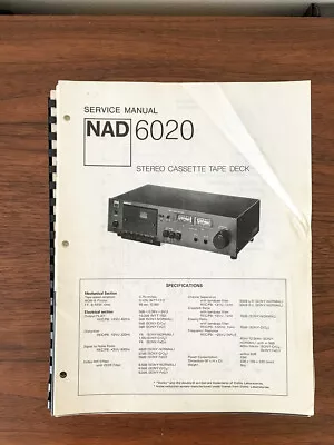 NAD Model 6020 Cassette Service Manual *Original* • $19.97