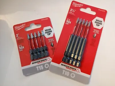 MILWAUKEE Shockwave Impact Duty ~ T15 + T10 Drill Bits (2 Pack) FREE SHIPPING! • $12.99
