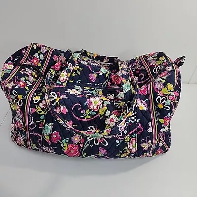 Vera Bradley Quilted Duffle Bag Floral On Navy Background • $42.89