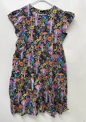 Nooworks Women's Plus 2XL Frida Dress Magical Mushroom Cotton Poplin Midi NWT • $145.71