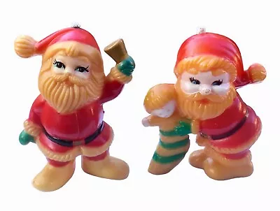 2 Vintage Plastic Mold Christmas Ornaments~Santa W/ Stocking~Light Cover • $21.98