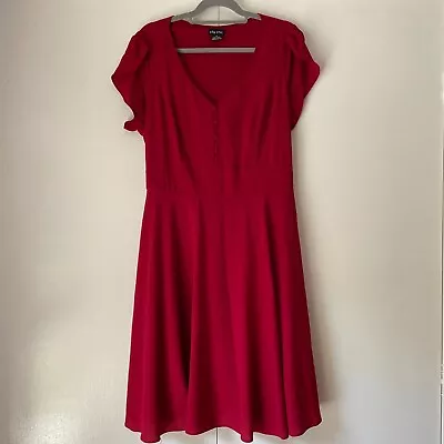 Cherry Red Tea Dress From City Chic Size M/18 VG Condition • $30