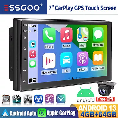 CarPlay Double 2 Din 7  Android 13 Car Stereo GPS Nav Head Unit 64G Touch Screen • $125.59