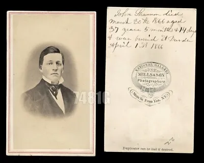 Civil War Soldier Vet John Shannon 14th NY Vols. Killed By Kick From Horse CDV • $249.99