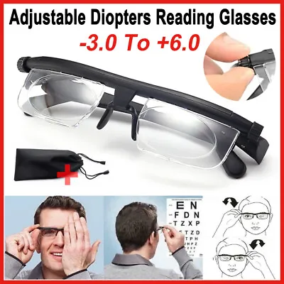 £8.99 • Buy Unisex Dial Adjustable Glasses Variable Focus Distance Vision Reading Eyeglasses
