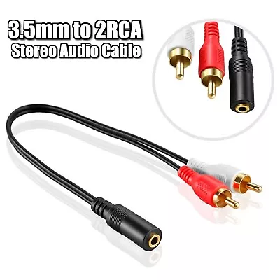 3.5mm Stereo Female Jack To 2 RCA Male Plug Adapter Headphone Y Audio Cable AU • $7.49