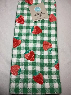 Martha Stewart Kitchen Dish Towels (3) Strawberresi Red Green 100% Cotton Nwt • $19.99