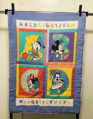 Vintage Dundee Mills Disney Babies ABC Mickey Minnie Quilted Baby Comforter • $85