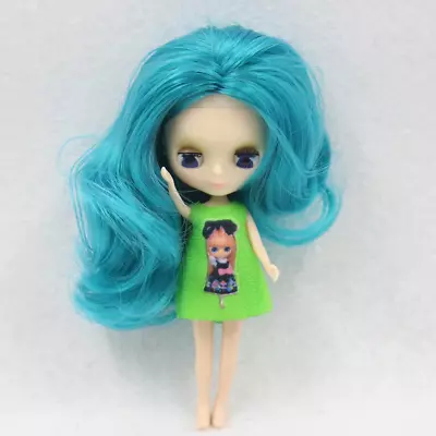 4.2  Mini Blythe Doll From Factory Shiny Face Wavy Blue Hair BJD Fashion DIY Toy • $28.02